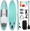 10' Inflatable & Adjustable Stand Up Paddle Board W/ SUP Accessories & Backpack Leash Double Action Hand Pump Repair Kit for Youth & Adult