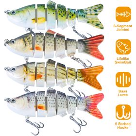 4Pcs 10cm/20g Bass Fishing Lure 6 Segment Multi Jointed Lifelike Fish Lures Sinking Wobbler