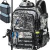 Piscifun Fishing Tackle Backpack 45L with Rod Holders & 4 Tackle Boxes & Rain Cover