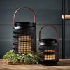 Sullivans 10.5" & 7.25" Modern Black Caged Lantern Set of 2, Metal