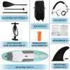 10' Inflatable & Adjustable Stand Up Paddle Board W/ SUP Accessories & Backpack Leash Double Action Hand Pump Repair Kit for Youth & Adult