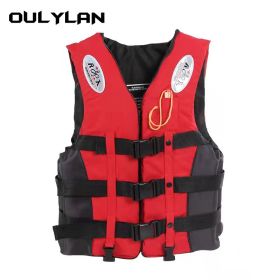 Oulylan Drifting Safety Vest Water Sports Fishing Water Ski Vest Kayaking Boating Swimming Adults Life Jacket Safety Life Vest (Color: Red, size: XL)